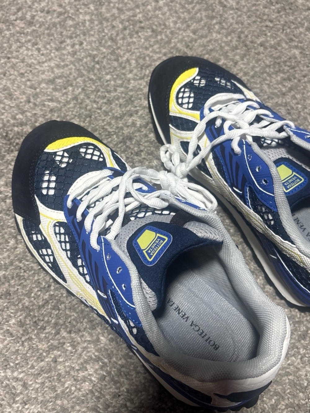 Bottega Veneta Navy Blue White Yellow Low-Top Sneakers